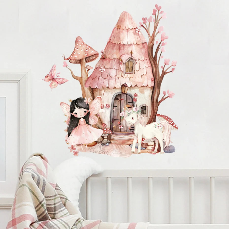 Fairy Garden Wall Decal Stickers - Fairy House & Unicorn – KASIE's Room
