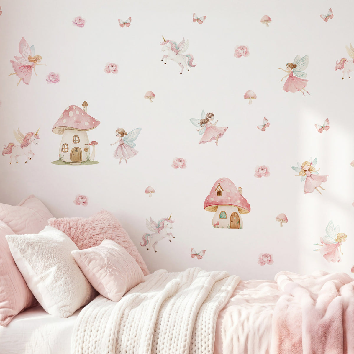 Katie's Fairy Garden Fabric Wall Decal Stickers - Fairies & Unicorns ...