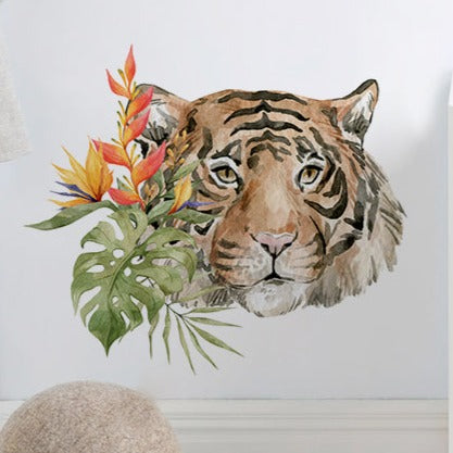 Tropical Flowers & Animals Wall Decal Stickers - Tiger - KASIE's Room