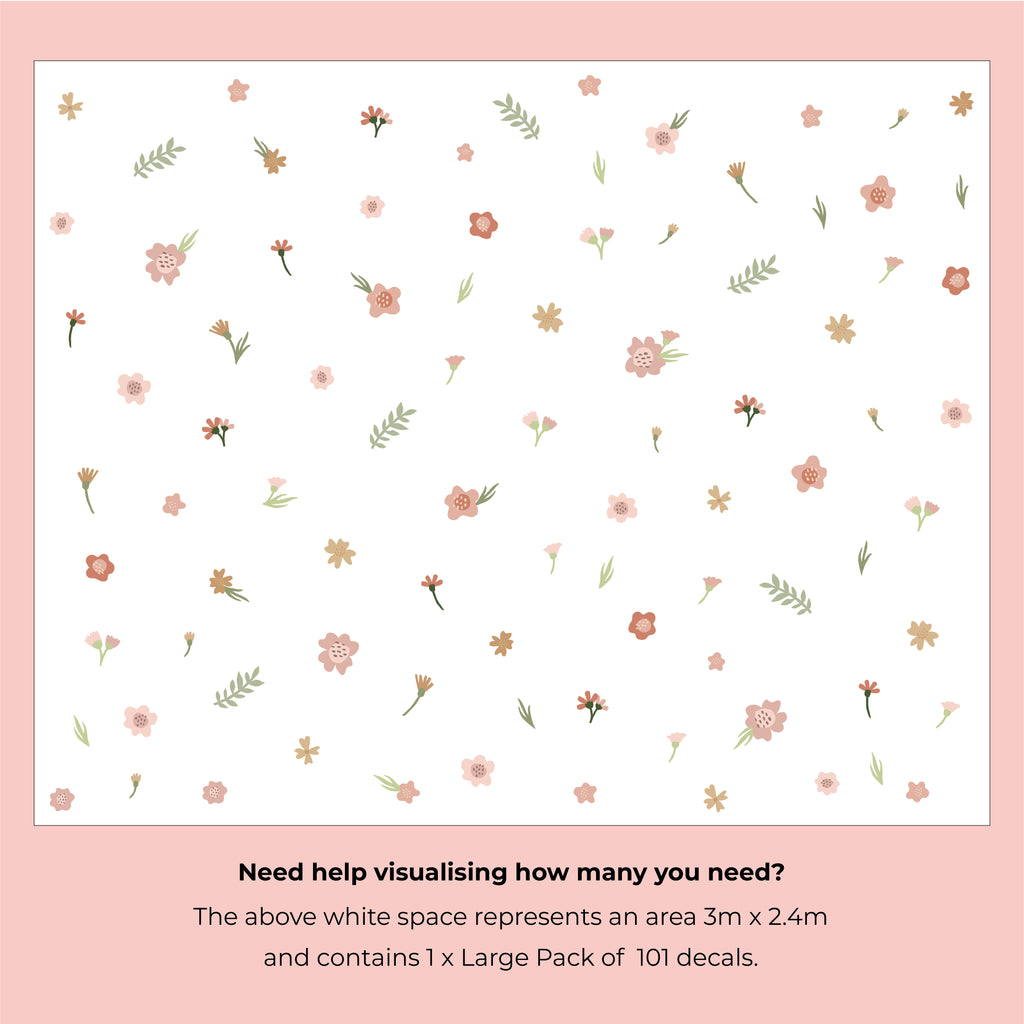 Kate's Florals Fabric Wall Decal Stickers - Pink, Neutral & Green Mix ...