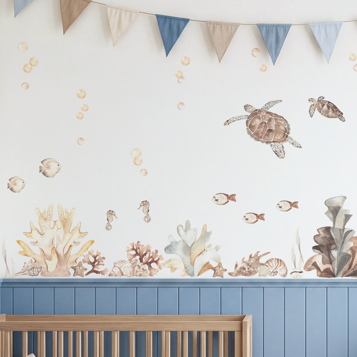 Leo's Ocean Dreams Fabric Wall Decal Stickers - Cream Coral Reef Wonde ...