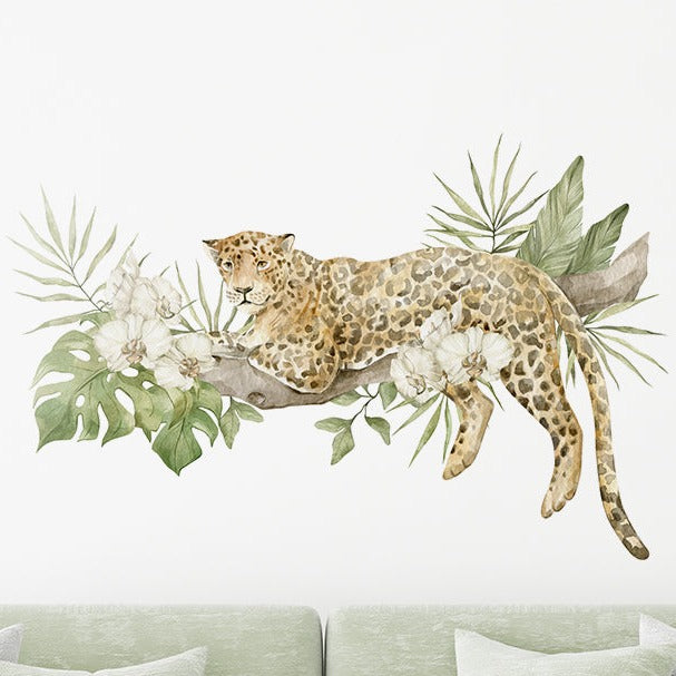 Tropical Flowers & Animals Wall Decal Stickers - Leopard - KASIE's Room