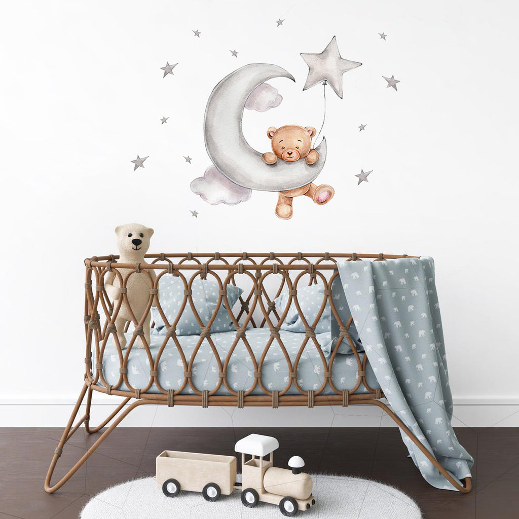 Night Sky Dreaming Wall Decal Stickers - Hanging off the Moon - KASIE's Room