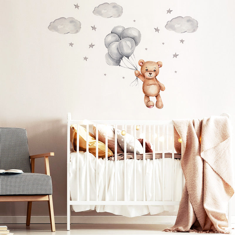 Night Sky Dreaming Wall Decal Stickers - Fly Away Teddy - KASIE's Room
