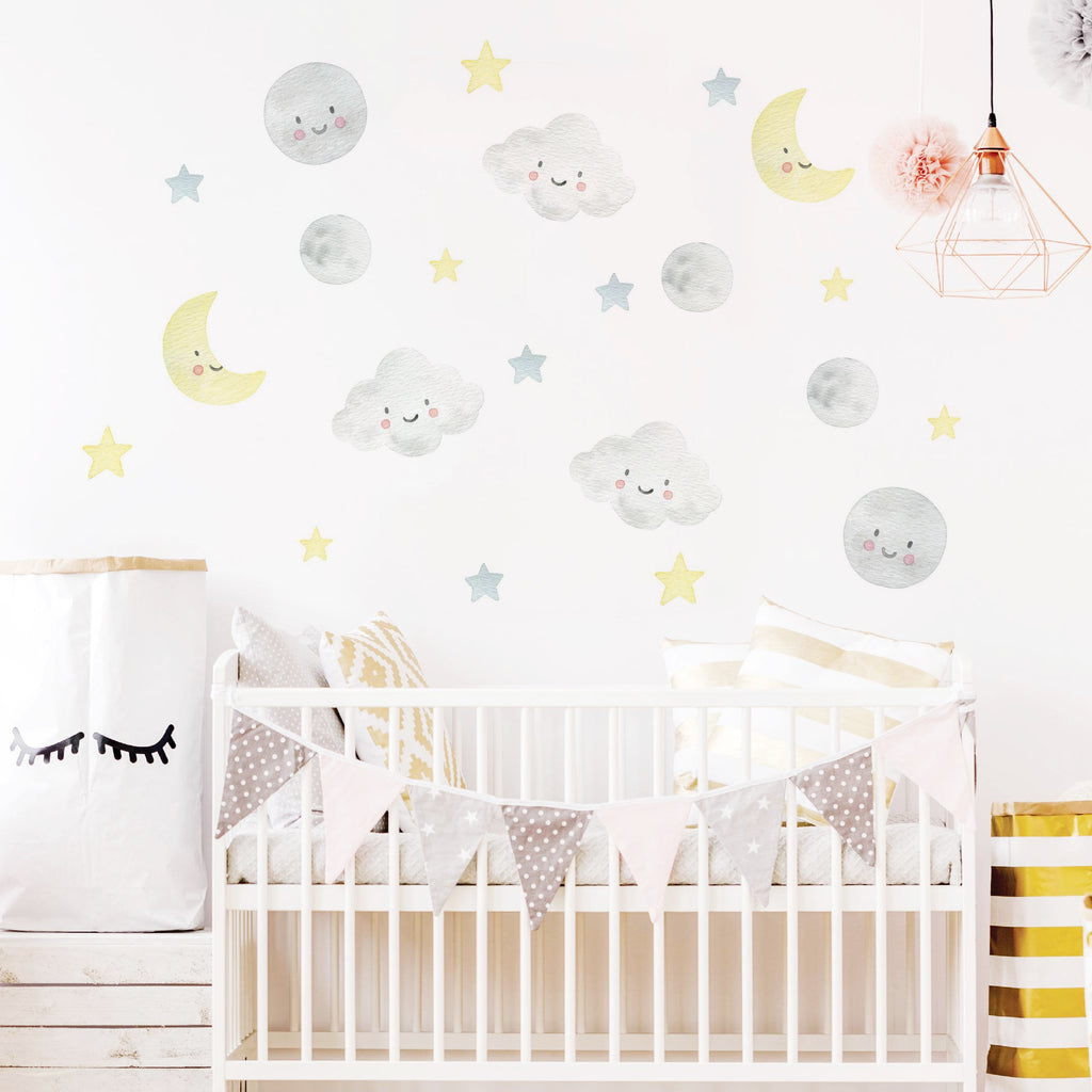 Night Sky Dreaming Wall Decal Stickers - Be Happy - KASIE's Room