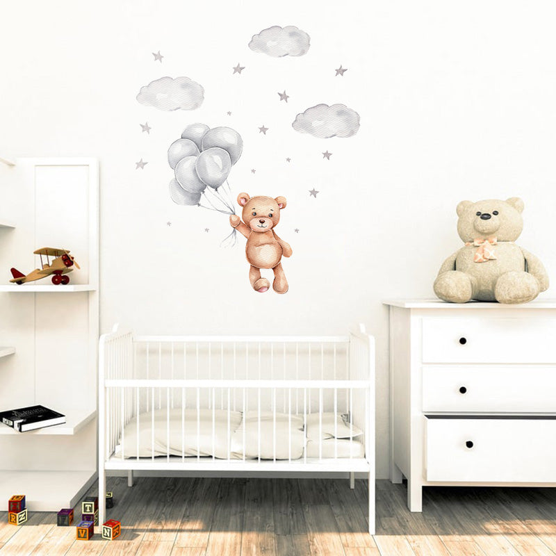 Night Sky Dreaming Wall Decal Stickers - Fly Away Teddy - KASIE's Room