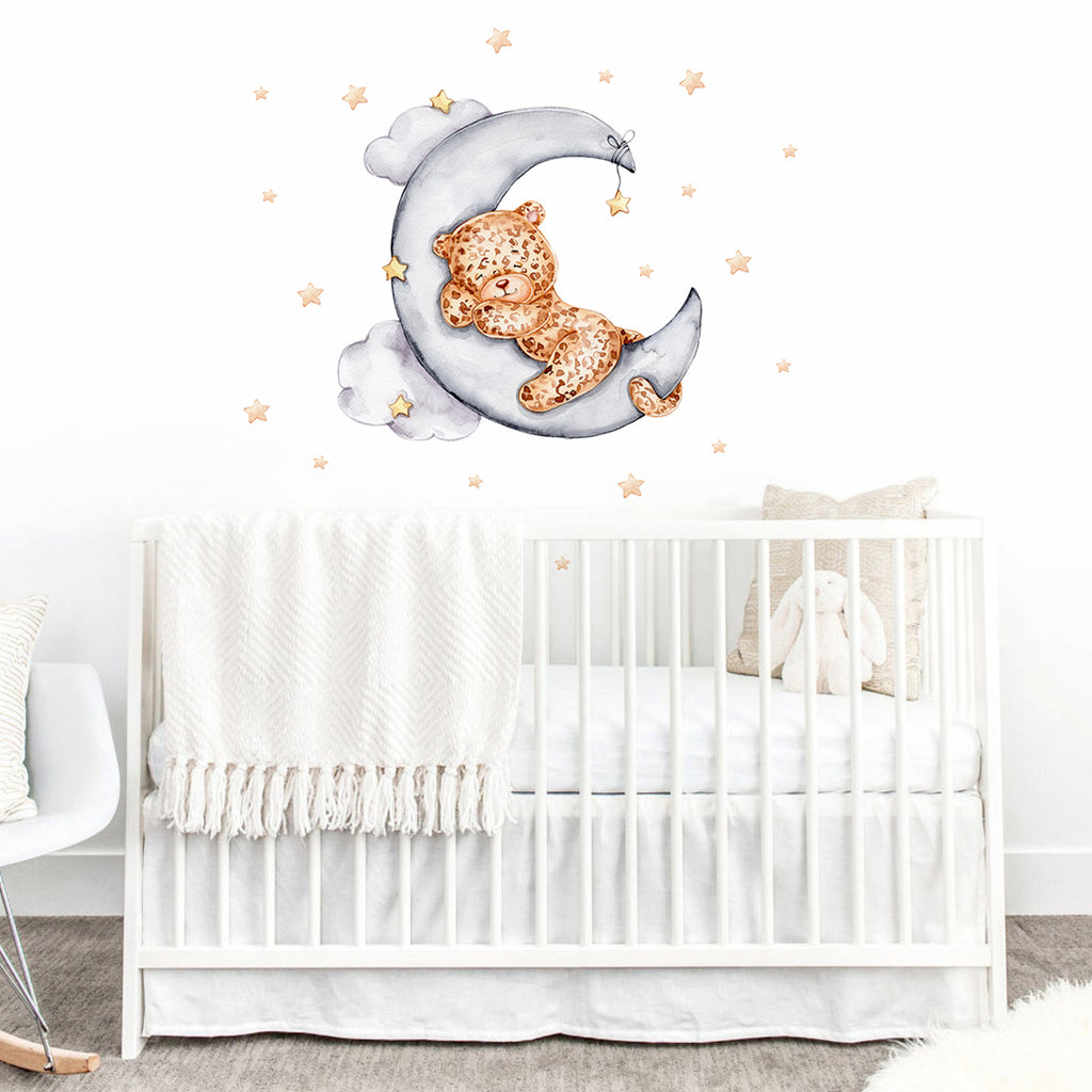 Night Sky Dreaming Wall Decal Stickers - Sleepy Leopard - KASIE's Room