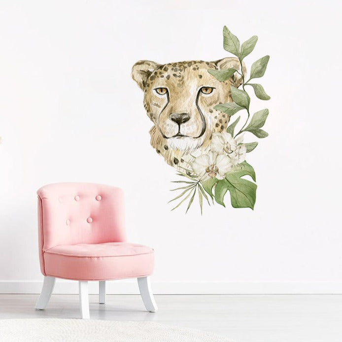 Tropical Flowers & Animals Wall Decal Stickers - Cheetah - KASIE's Room