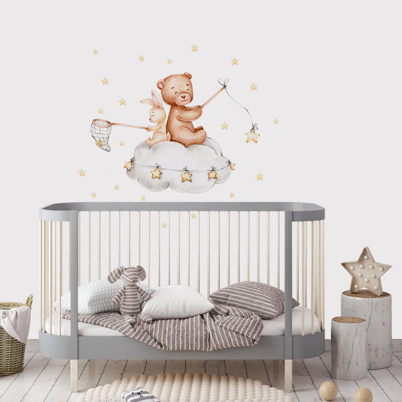 Night Sky Dreaming Wall Decal Stickers - Catching Stars - KASIE's Room