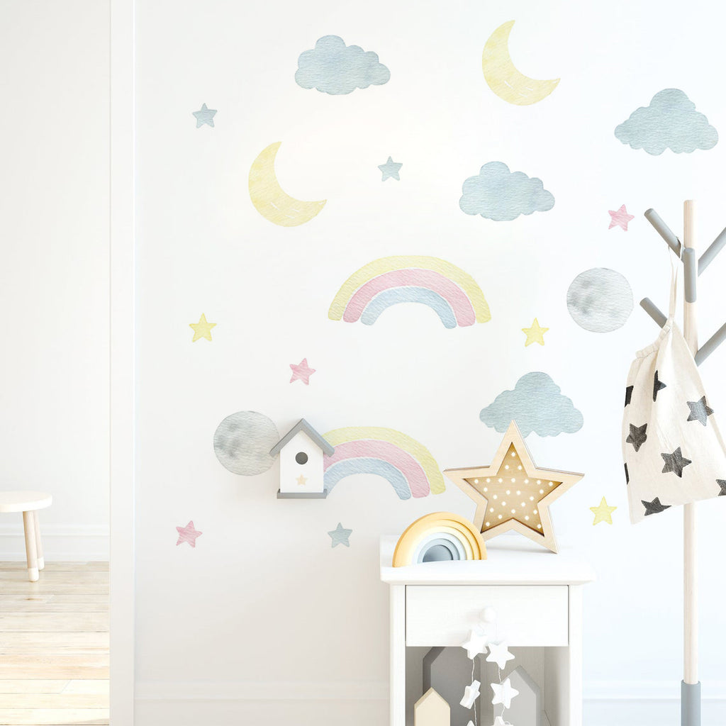 Night Sky Dreaming Wall Decal Stickers - Rainbow Night - KASIE's Room
