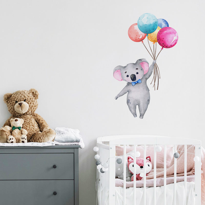 Cute Koala With Flowers Colourful Bedroom Wall Vinyl Sticker Decals s433