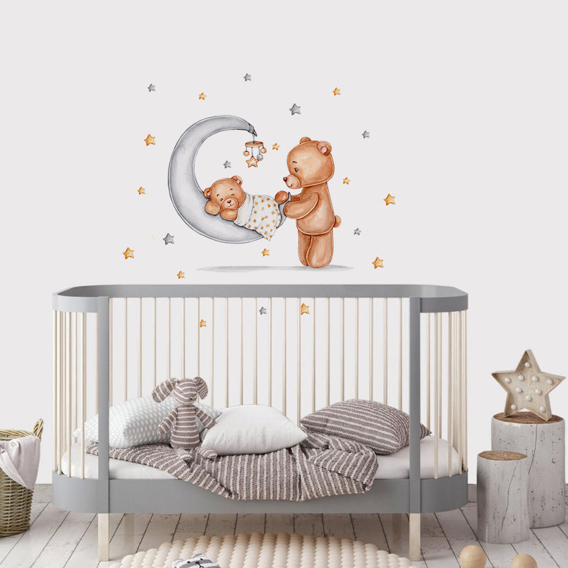Night Sky Dreaming Wall Decal Stickers - Sleep Tight Little Bear - KASIE's Room
