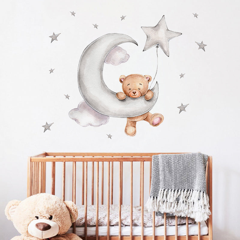 Night Sky Dreaming Wall Decal Stickers - Hanging off the Moon - KASIE's Room