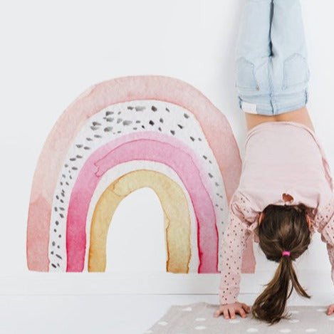 Happy Rainbows Wall Decal Sticker - Neon Fun Pink & Dot - KASIE's Room