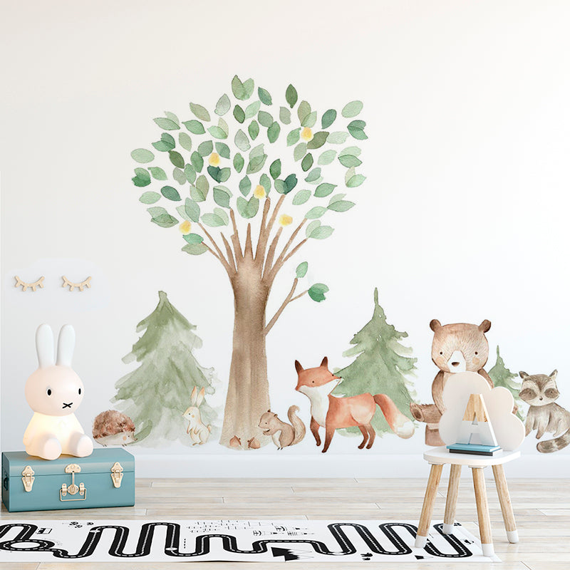 Woodland Animal Watercolour Wall Decal Sticker - KASIE's Room