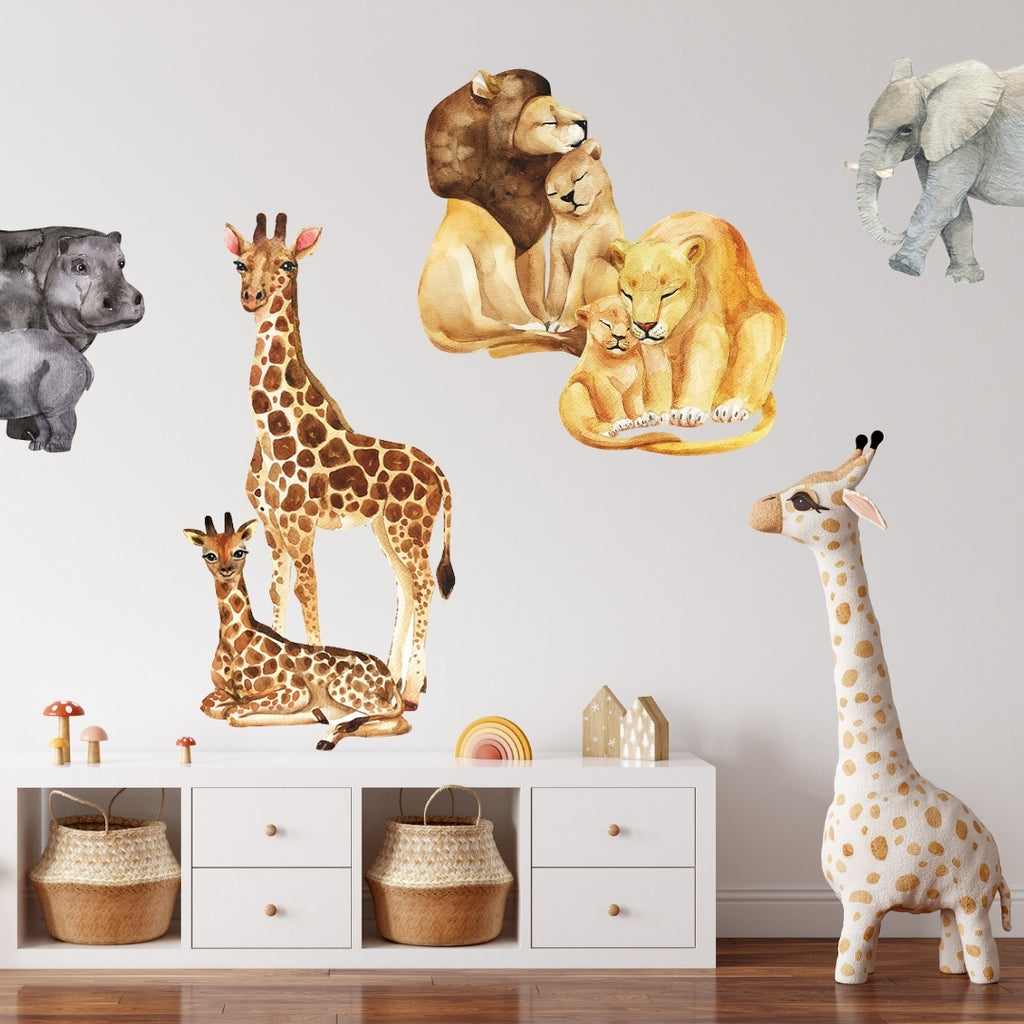Watercolour Animals Wall Decal Stickers - African Collection - KASIE's Room