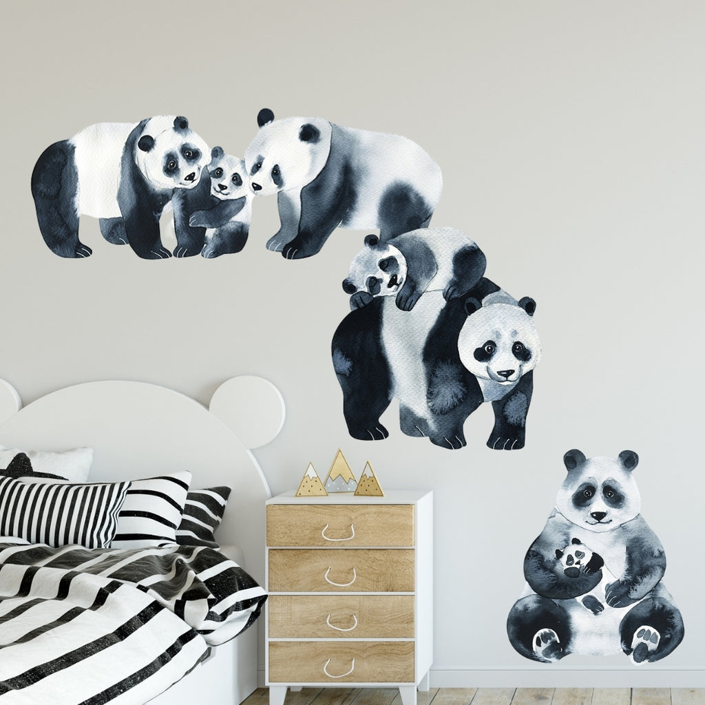 Watercolour Animals Wall Decal Stickers - Pandas - KASIE's Room