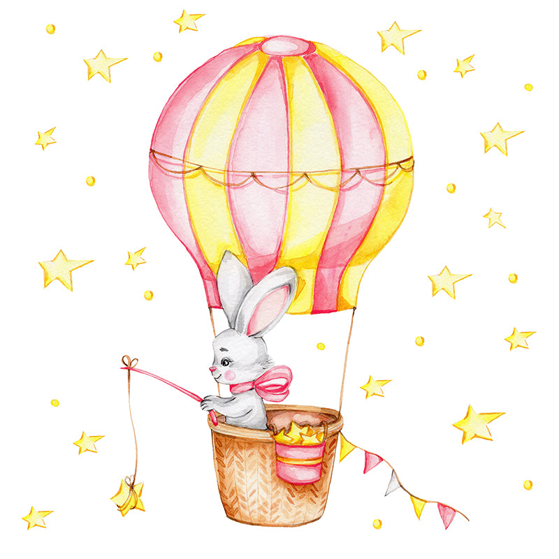 Night Sky Ballooning - Pink & Yellow Bunny - KASIE's Room