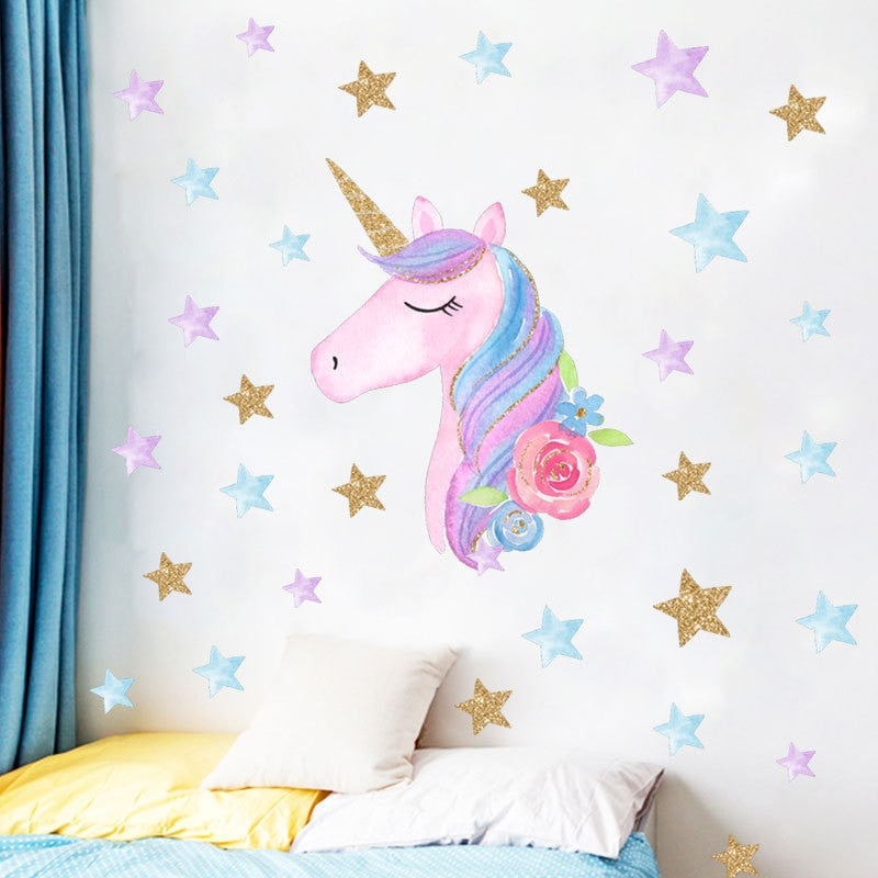 Sorbet Rainbow Unicorn Wall Decals Stickers - KASIE's Room