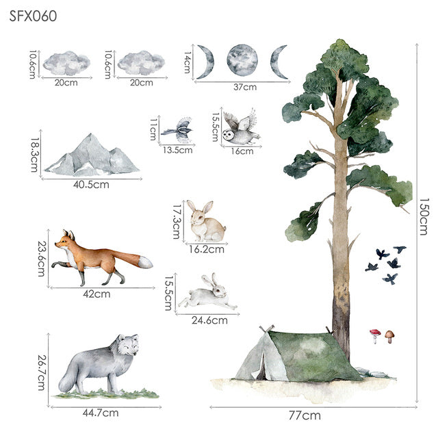 Forest Camping Watercolour Wall Decal Stickers - KASIE's Room