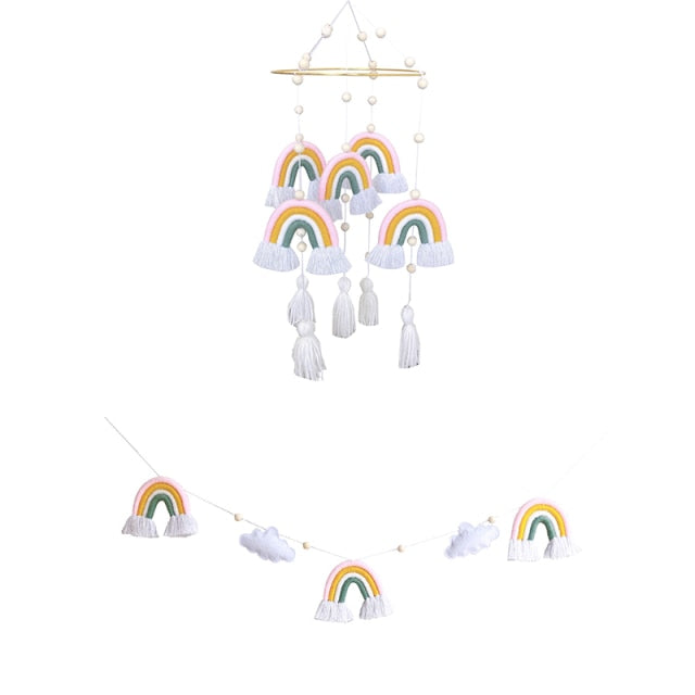 Happy Rainbows Macrame Mobile & Garland Combo - KASIE's Room