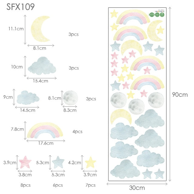 Night Sky Dreaming Wall Decal Stickers - Rainbow Night - KASIE's Room