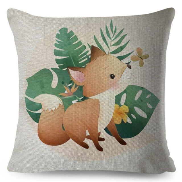 Cartoon Animal Cushion Cover - Tropical Garden - KASIE's Room